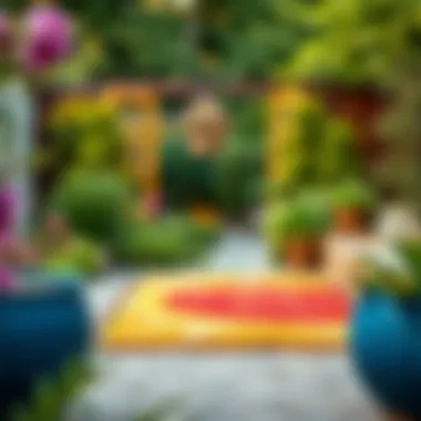 Vibrant Outdoor Rug in a Garden Vibrant outdoor rug complementing a garden area