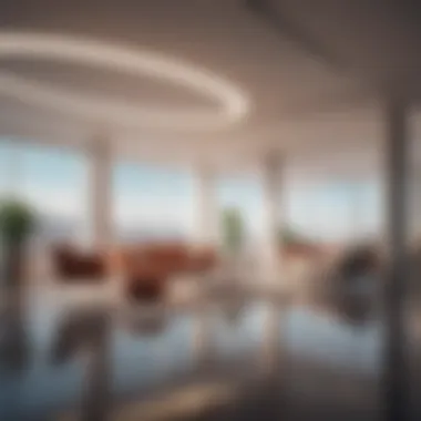 LED installations in a modern commercial space