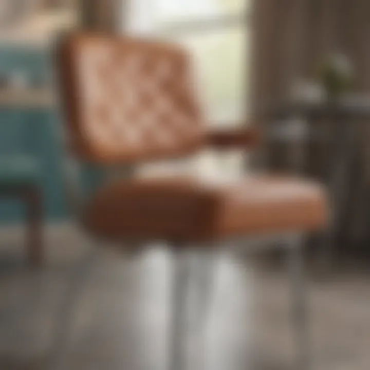 Close-up view of the design details and textures of a mid-century modern plastic dining chair.