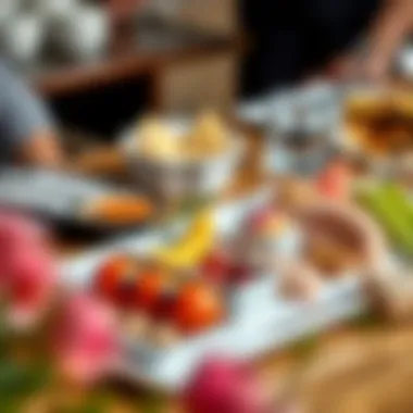 Noritake Appetizer Plate with Gourmet Delicacies A beautifully arranged Noritake appetizer plate with gourmet delicacies