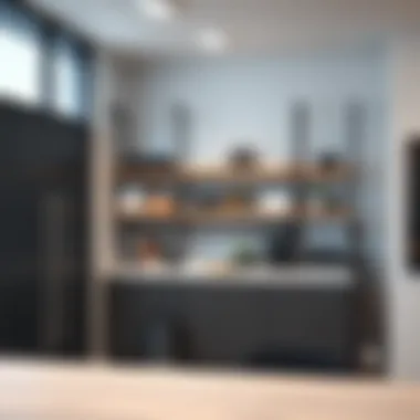 Stylish NSF shelving unit in a modern kitchen