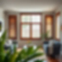 Elegant wood blinds displayed in a stylish living room