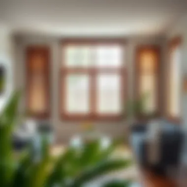 Elegant wood blinds displayed in a stylish living room