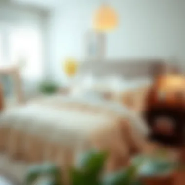 Cozy bedroom decorated with a ruffle bed set, highlighting practicality