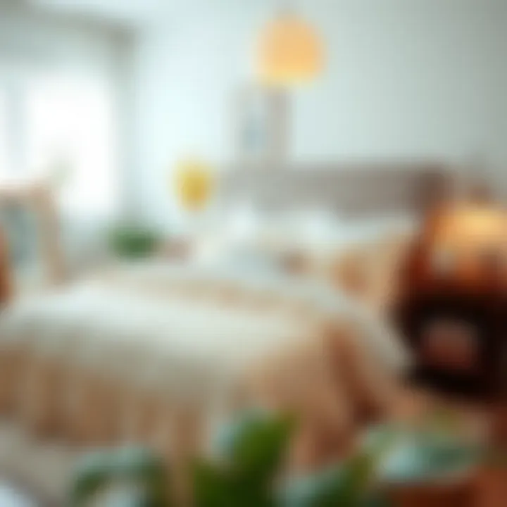 Cozy bedroom decorated with a ruffle bed set, highlighting practicality