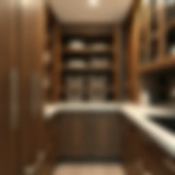 Interior view of cabinets with sliding baskets for efficient storage