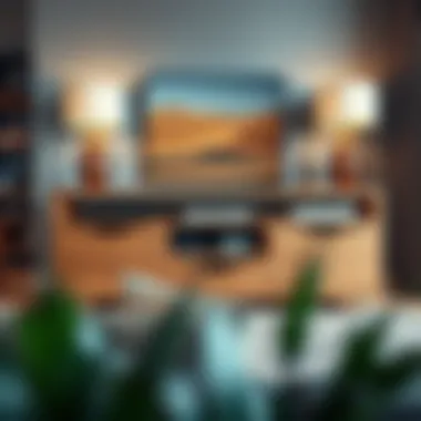 Modern design of a solid wood sofa table with organized drawer storage