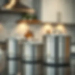 Elegant stainless steel containers on a kitchen counter