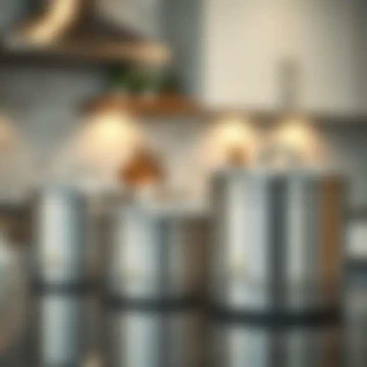 Elegant stainless steel containers on a kitchen counter