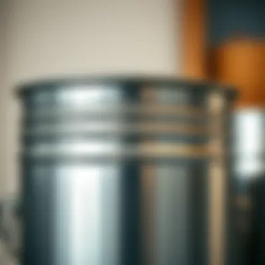 Close-up of a stainless steel container showcasing texture and finish