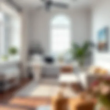 A big white table in a cozy home office setting