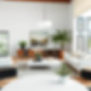 Creative styling of a big white table in a contemporary living room