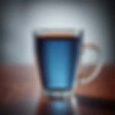 An elegant glass tea mug showcasing the rich color of brewed tea