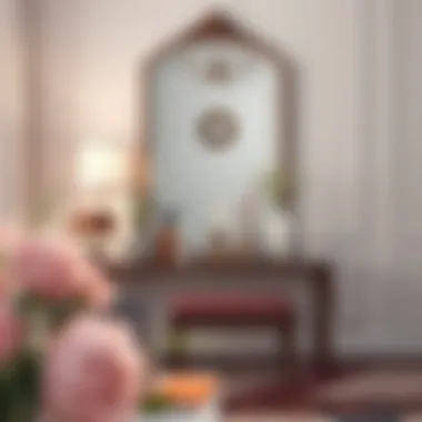 A stylish arrangement of a dressing table with decor items enhancing the ambiance