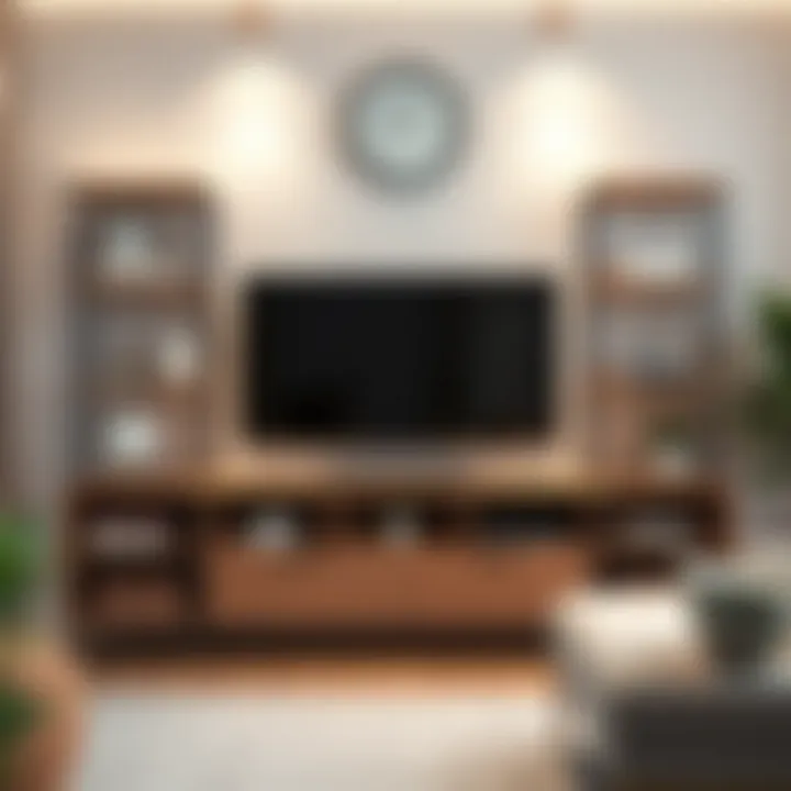 Functional TV standing shelf with ample storage compartments