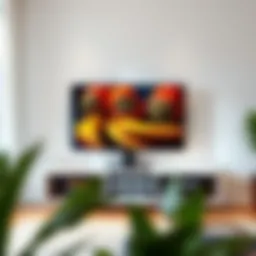 Sleek modern TV standing shelf with integrated storage