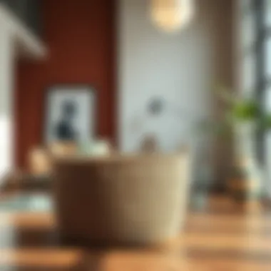 Giant Floor Basket in Contemporary Interior Stylish interior featuring a giant floor basket in a modern setting