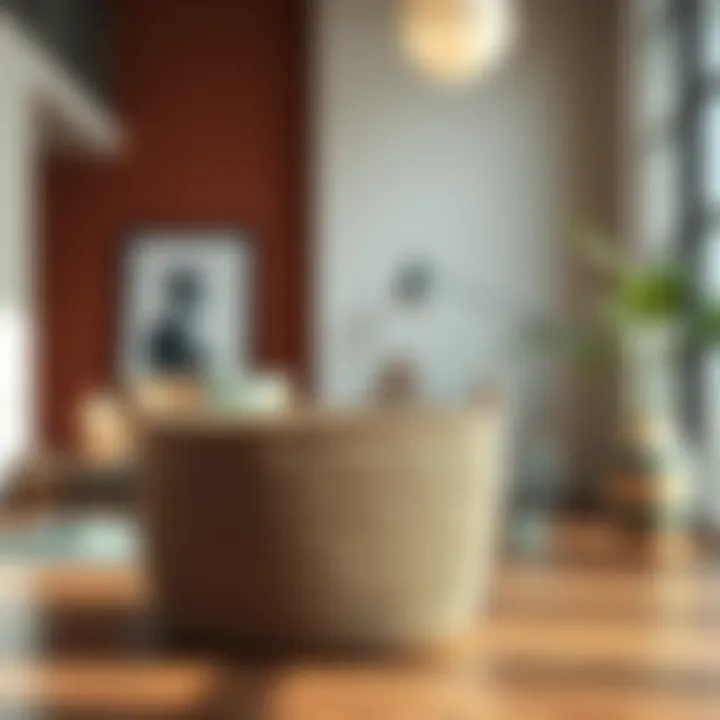 Giant Floor Basket in Contemporary Interior Stylish interior featuring a giant floor basket in a modern setting