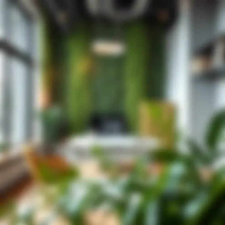 Stylish use of faux greenery in a contemporary office space