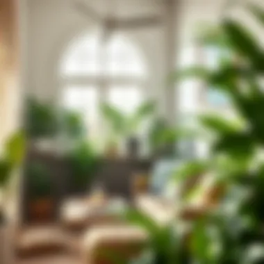 Diverse faux plants enhancing a cozy reading nook