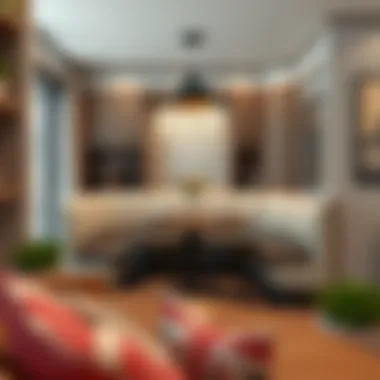 Modern corner booth integrated with space-saving features