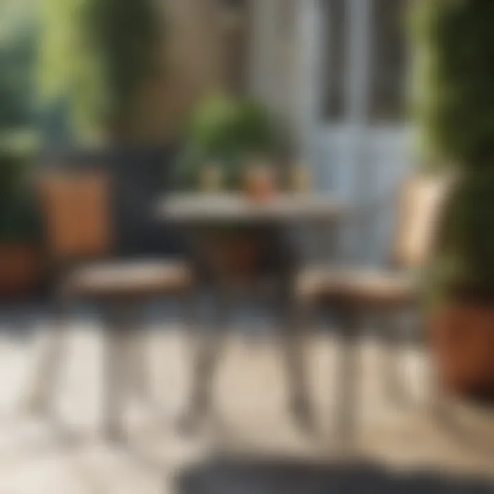 Elegant two-tone bistro set placed in a sunlit patio