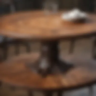 Close-up of a bistro table showcasing intricate wood grain