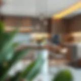 Modern Kitchen with Round Bar Dining Table Elegant round bar dining table set up in a modern kitchen