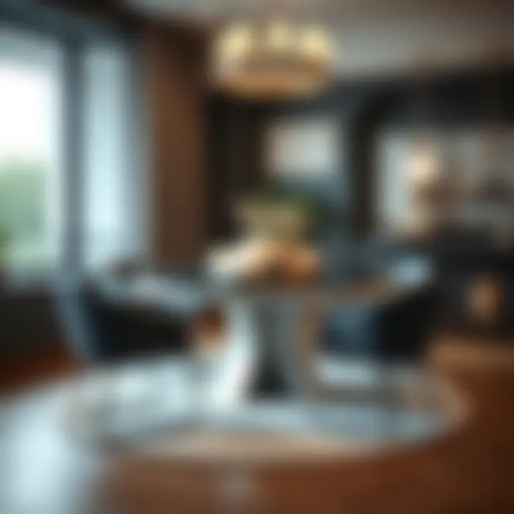 Elegant round dining room set in a modern home