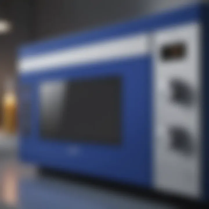 Material quality and finish of a royal blue microwave