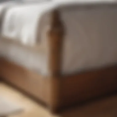 Close-up of high-quality materials used in a queen bed frame