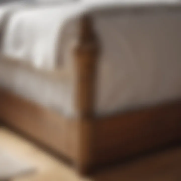 Close-up of high-quality materials used in a queen bed frame