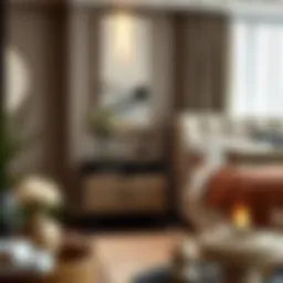 Elegant pedestal nightstand in a modern bedroom setting