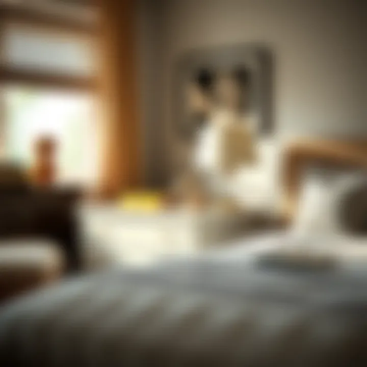 Functional use of pedestal nightstand in a cozy bedroom