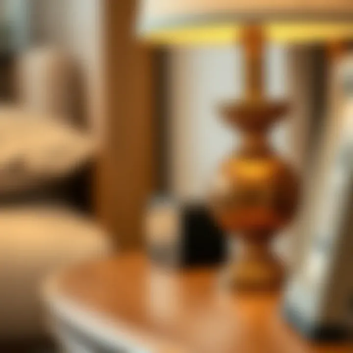 Close-up of materials used in pedestal nightstands