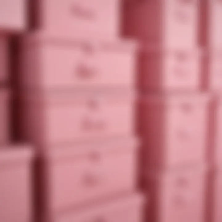 Variety of pink storage boxes in different sizes