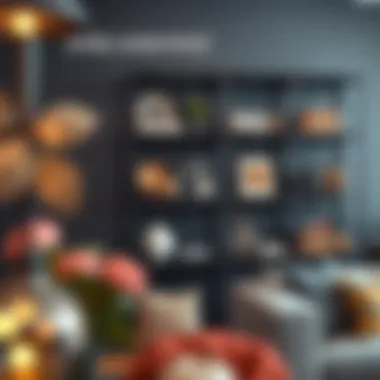 Stylish steel shelving unit displaying decorative items