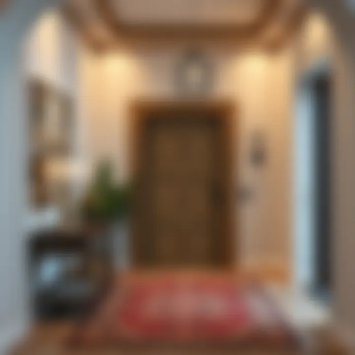 Sophisticated Entryway Design with Door Slab Elegant entryway featuring a 48 x 96 door slab