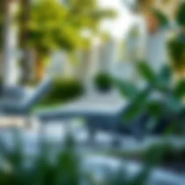 Elegant Aluminum Lounge Chair in Garden Elegant aluminum lounge chair with wheels in a modern garden setting