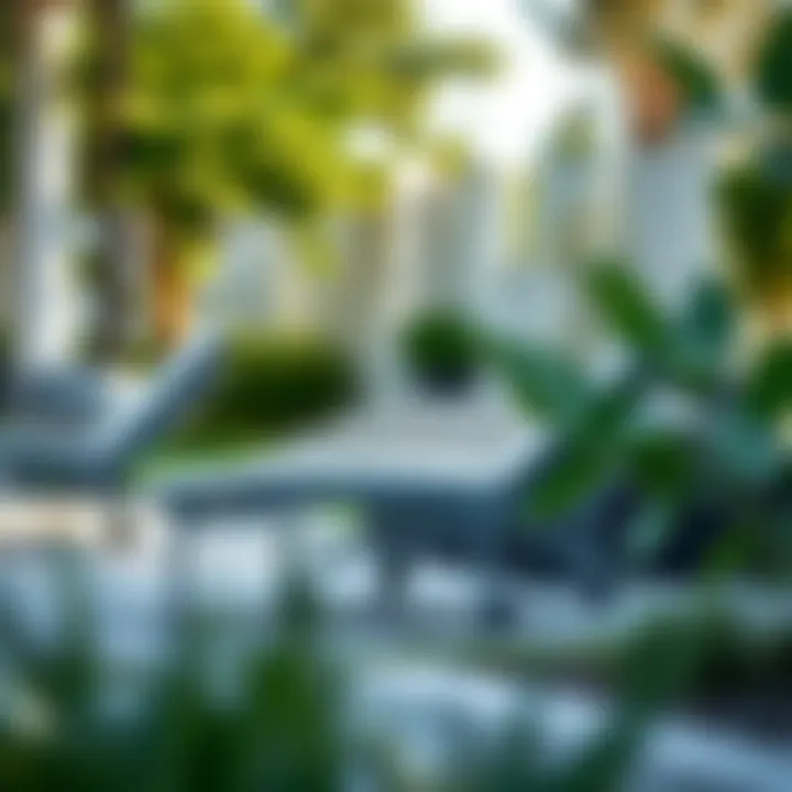 Elegant Aluminum Lounge Chair in Garden Elegant aluminum lounge chair with wheels in a modern garden setting