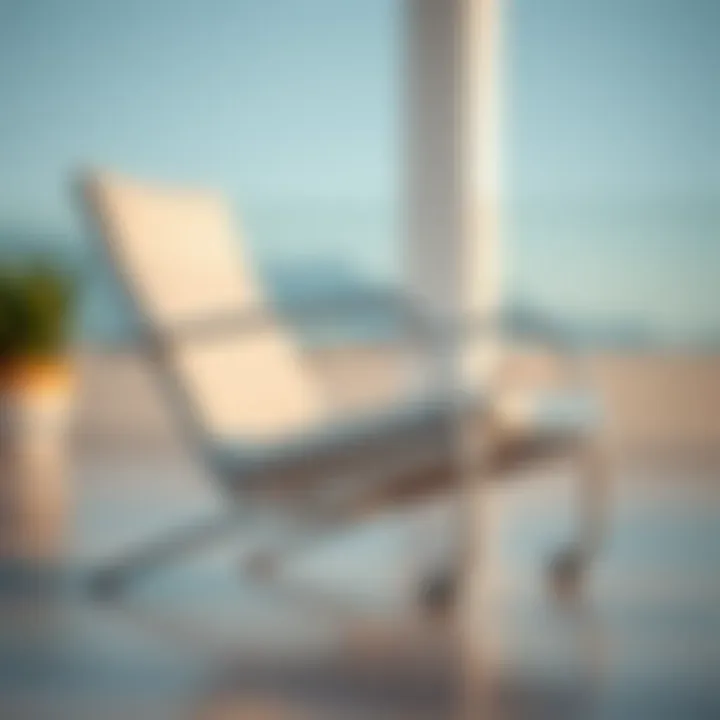Close-up of Sleek Aluminum Lounge Chair Close-up of aluminum lounge chair showcasing its sleek design and wheels