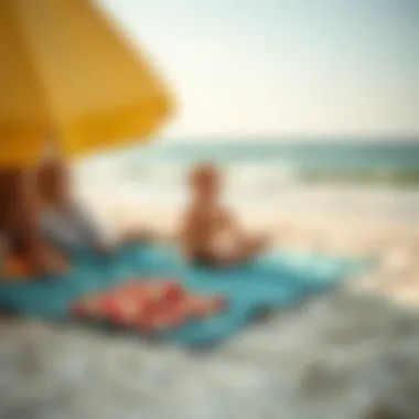 Reversible camping mat used during a beach outing