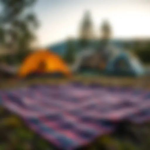 Versatile camping mat laid out at a scenic campsite