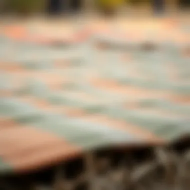 Close-up of the fabric and texture of a camping mat