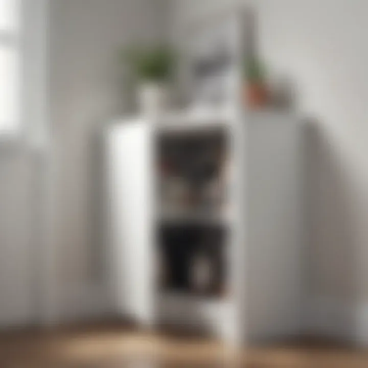 Functional white corner storage cabinet maximizing space in a small room