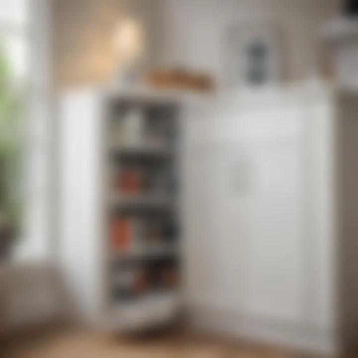 Versatile white corner storage cabinet showcasing different design styles