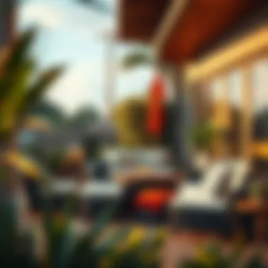 Cozy outdoor space featuring a three-piece lounge setting