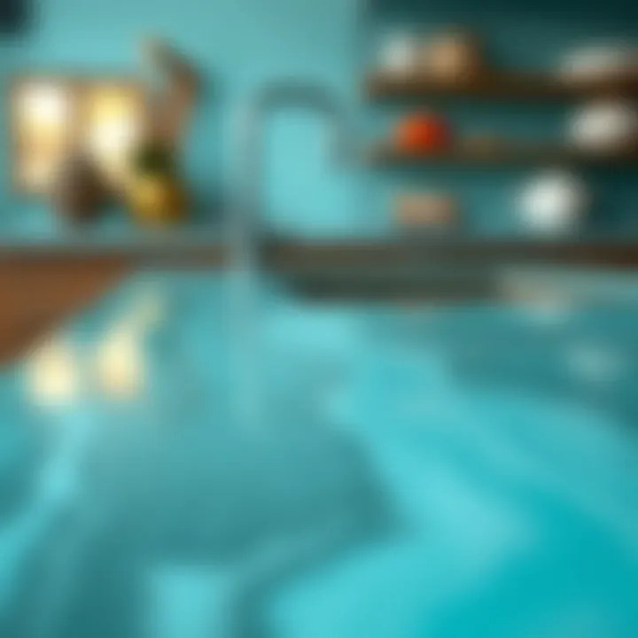 Close-up of turquoise laminate texture showcasing durability