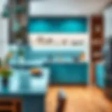 Elegant Turquoise Laminate in Modern Kitchen Elegant turquoise laminate countertop in modern kitchen setting