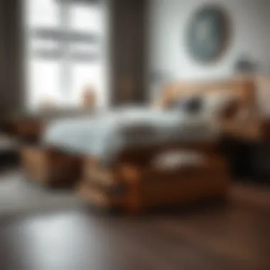 Stylish wooden drawers enhancing bedroom decor